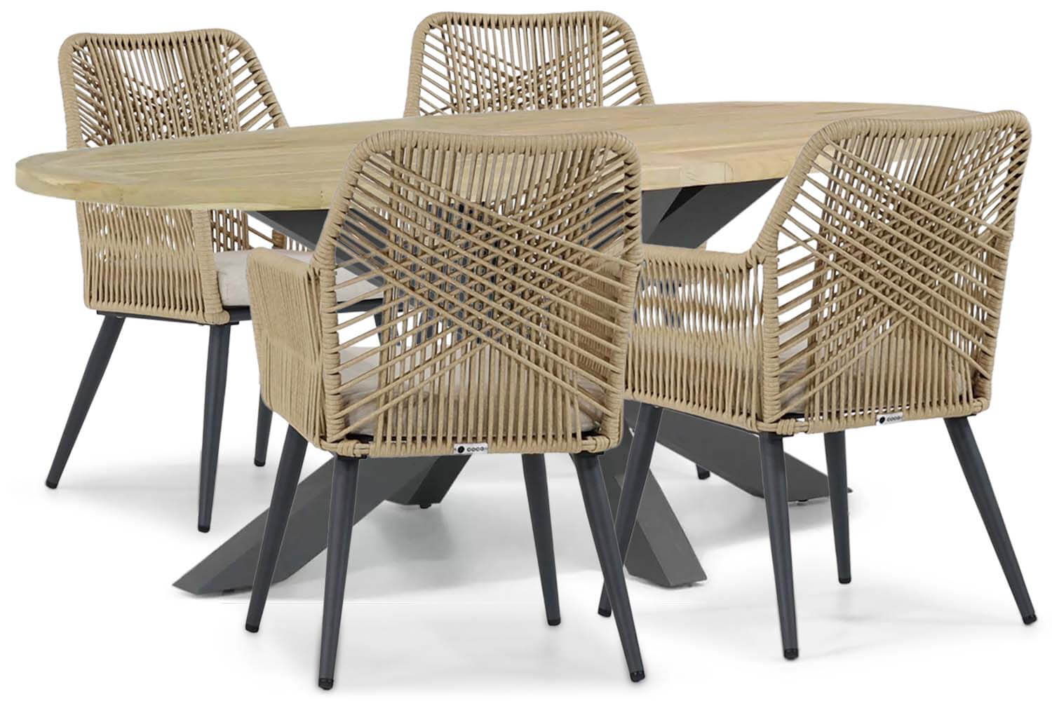 Coco Vedra/Brookline 200 cm dining tuinset 5-delig