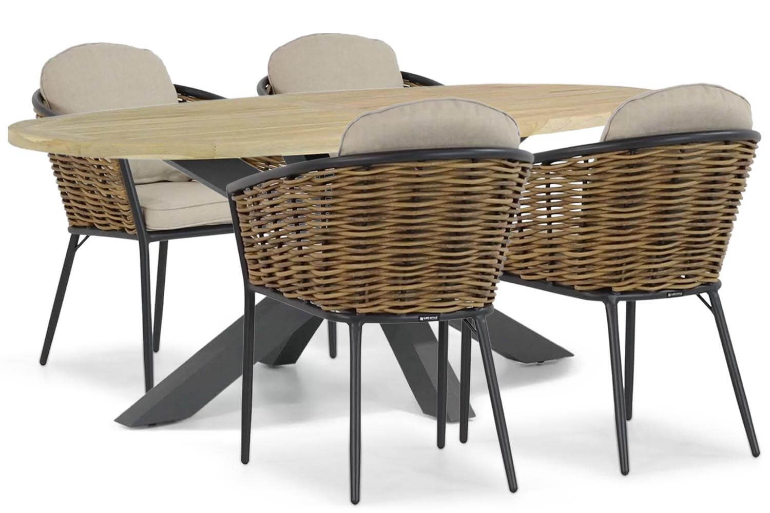 Lifestyle Nice/Brookline 200 cm dining tuinset 5-delig