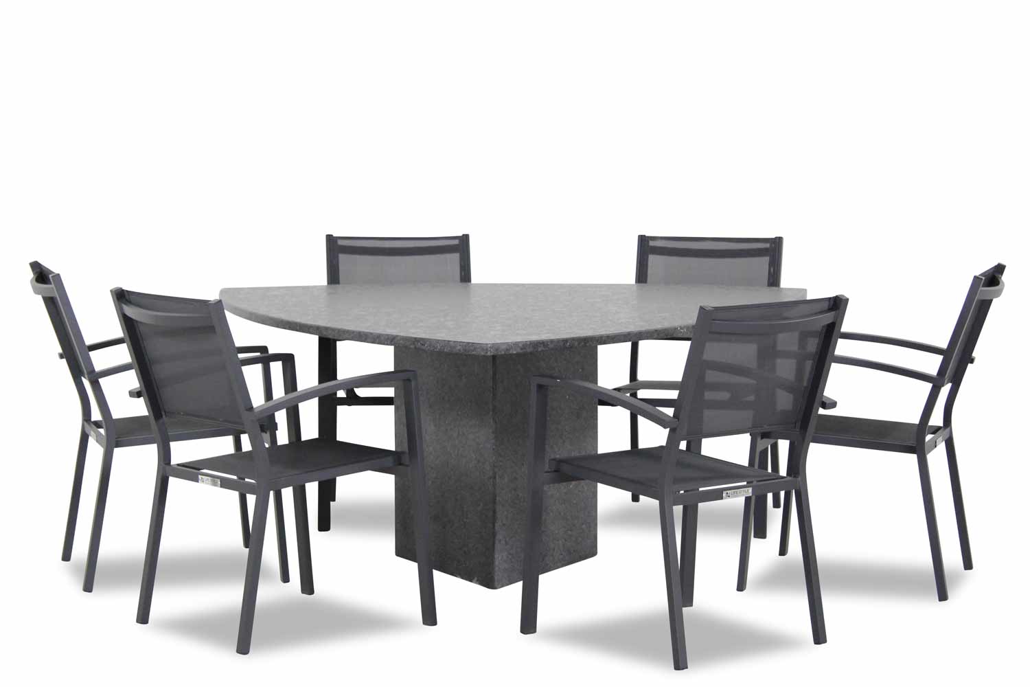 Lifestyle Amarilla/Graniet triangel 170 cm dining tuinset 7-delig stapelbaar