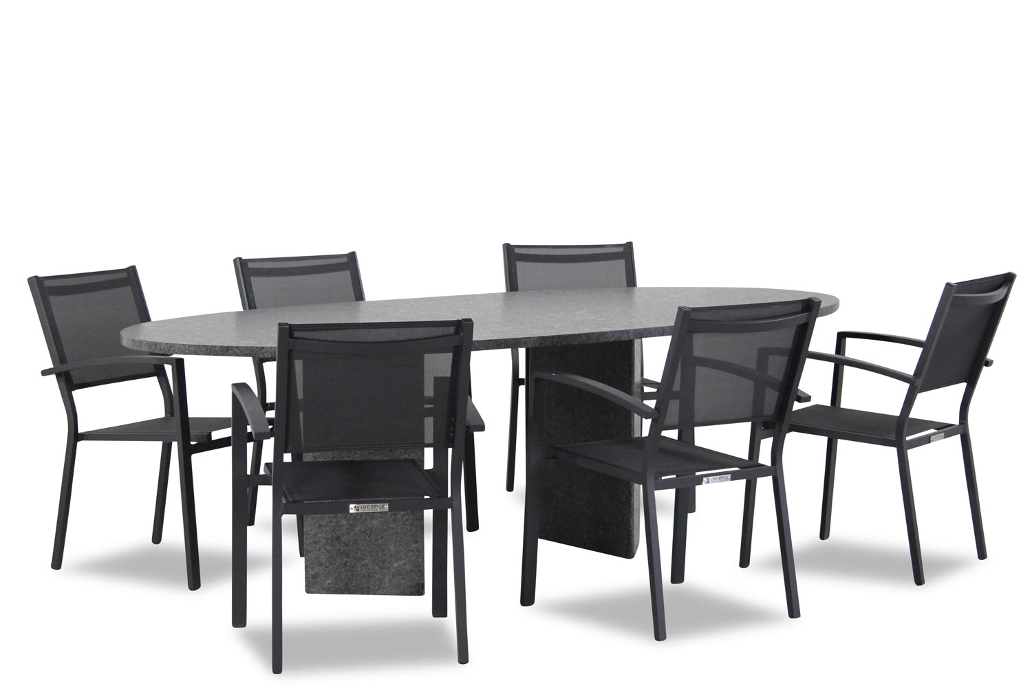 Lifestyle Amarilla/Graniet ovaal 240 cm dining tuinset 7-delig stapelbaar