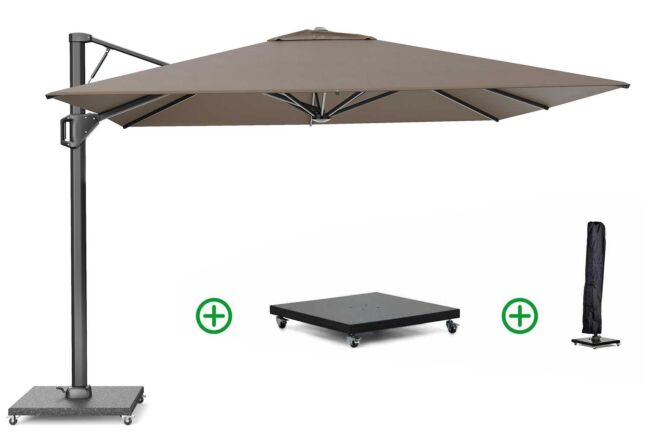 Platinum Beaufort premium zweefparasol 3.2x3.2m (incl. voet en hoes)