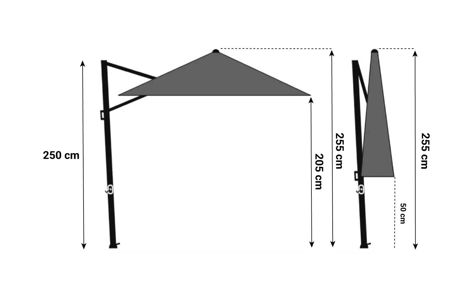 Santika Belize Deluxe parasol 300 cm x 300 cm antraciet frame/dark grey 