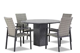 Lifestyle Upton/Graniet 120 cm dining tuinset 5-delig stapelbaar