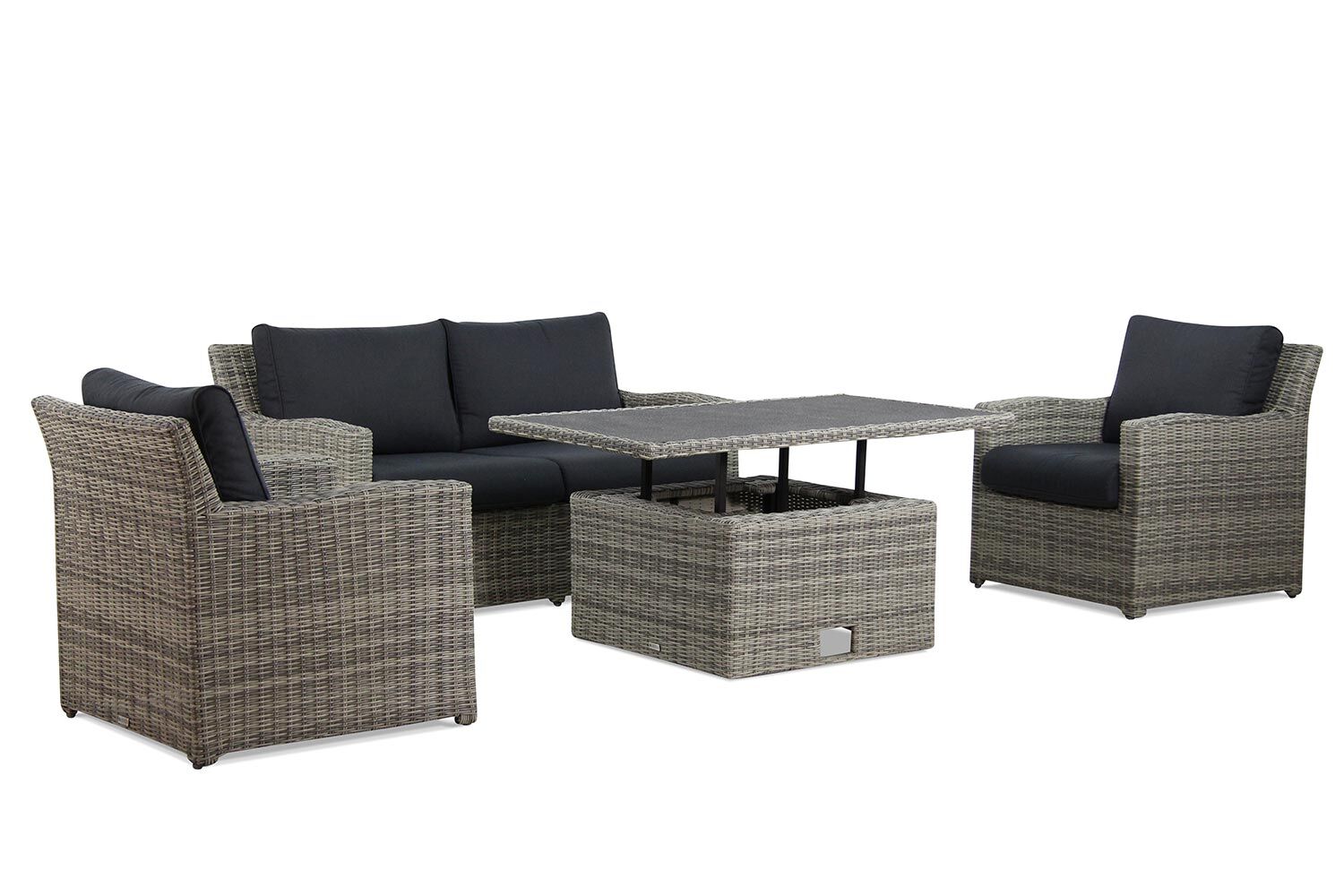 Leuke lounge set, bank, 2 stoelen en een tafel