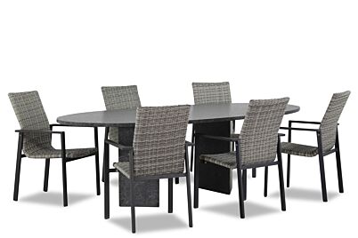 Lifestyle Upton/Graniet ovaal 240 cm dining tuinset 7-delig stapelbaar