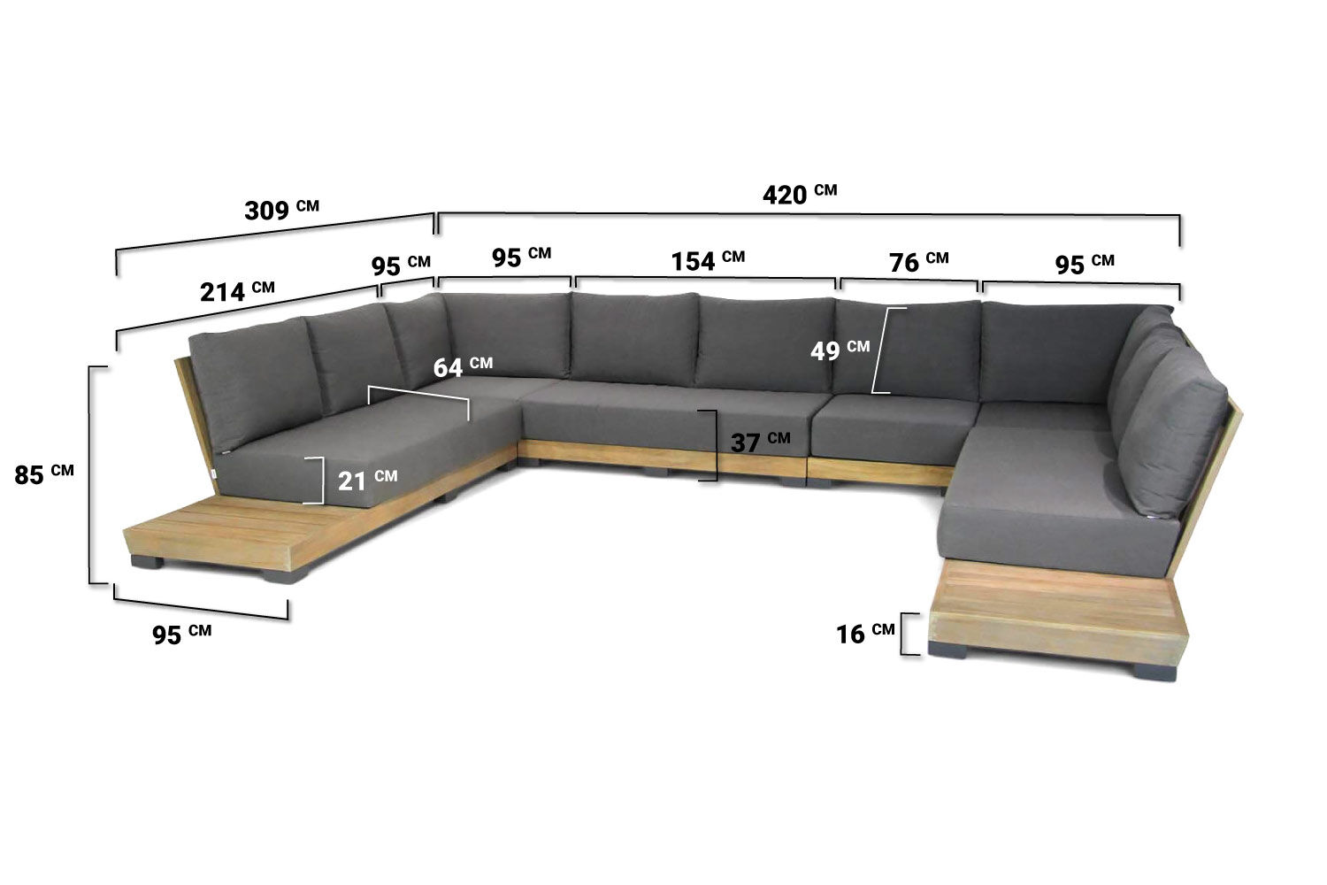 Lifestyle Hilton loungeset U-vorm 6-delig