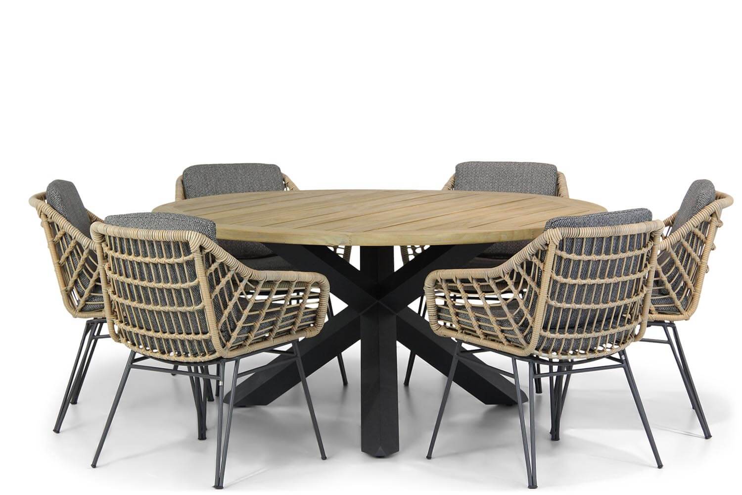 4 Seasons Outdoor Cottage/Rockville 160 cm rond dining tuinset 7-delig