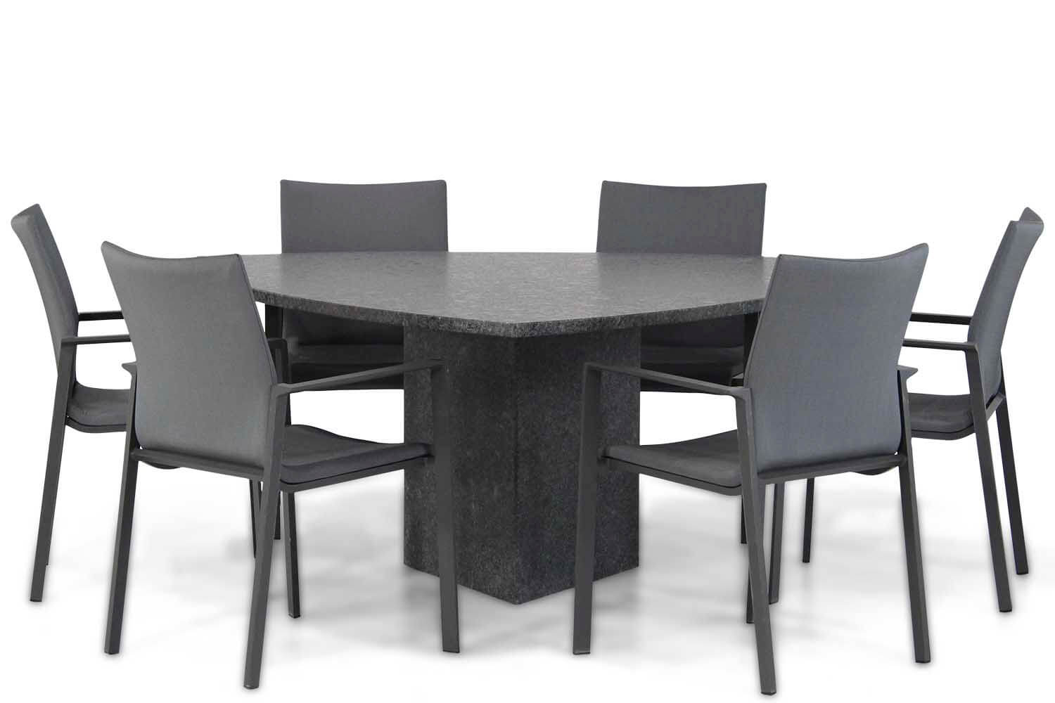 Lifestyle Rome/Graniet 170 cm triangel dining tuinset 7-delig