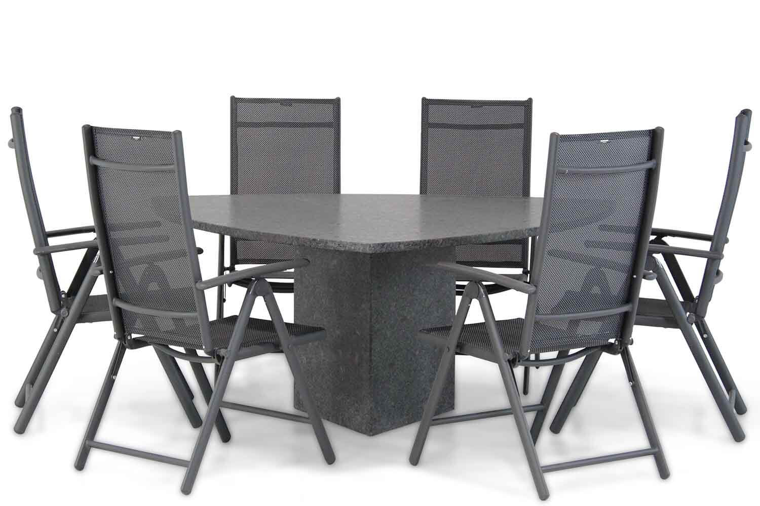 Domani Sortino/Graniet triangel 170 cm dining tuinset 7-delig