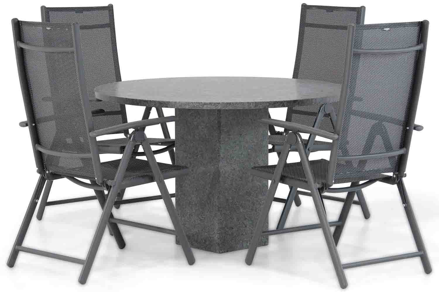 Domani Sortino/Graniet rond 120 cm dining tuinset 5-delig