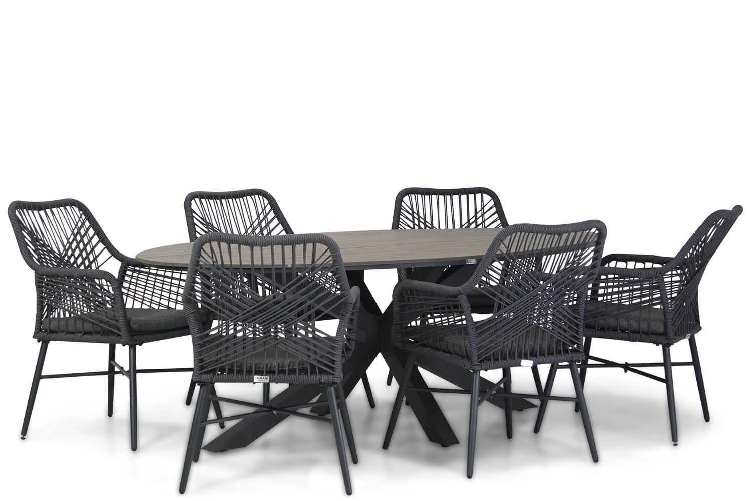 Domani Foris/Matara 220 cm dining tuinset 7-delig - antraciet