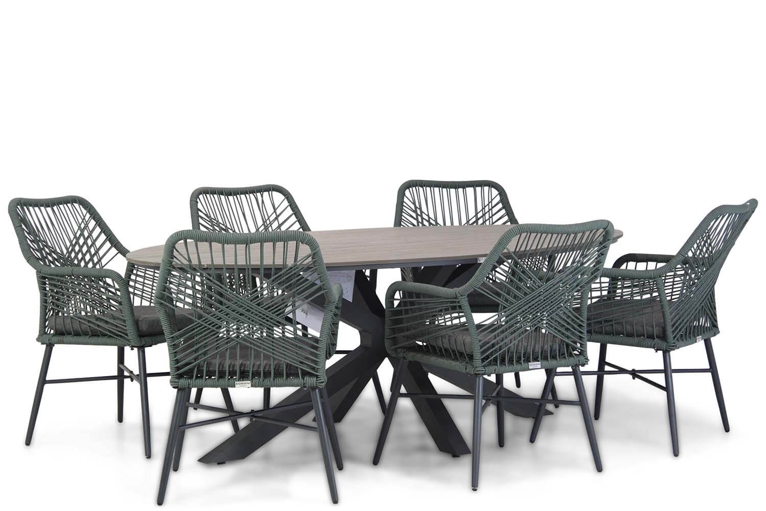 Domani Furniture Domani Foris/Matara 220 cm dining tuinset 7-delig - green
