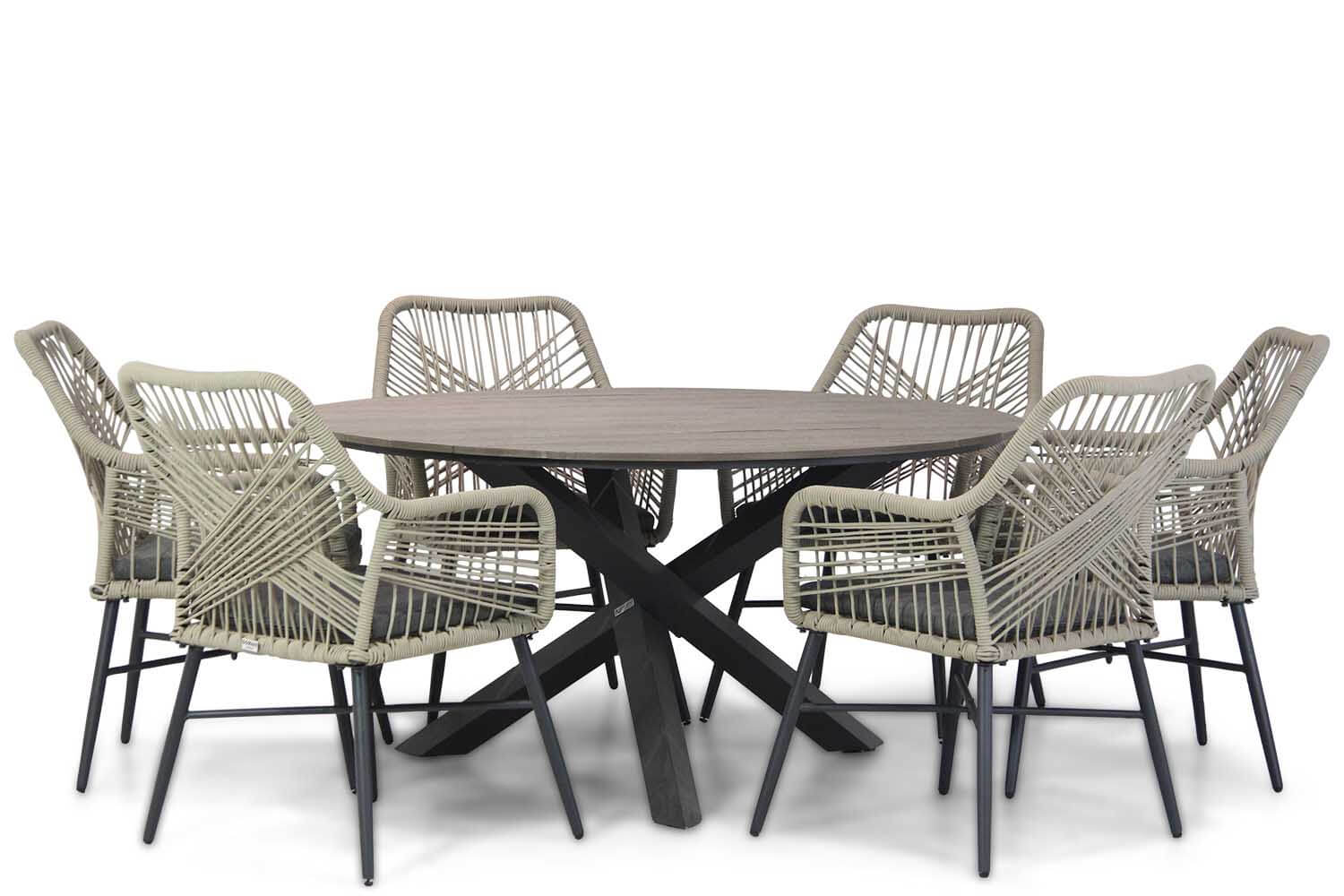 Domani Foris/Ancona 150 cm dining tuinset 7-delig - naturel