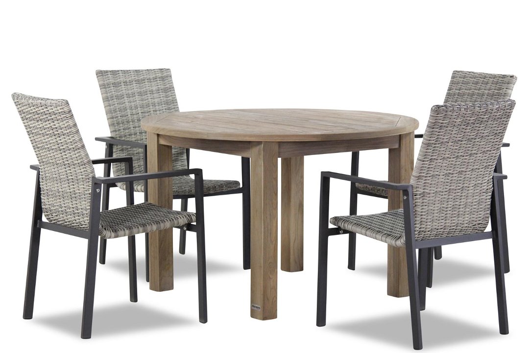 Lifestyle Upton/Brighton 120 cm rond dining tuinset 5-delig stapelbaar